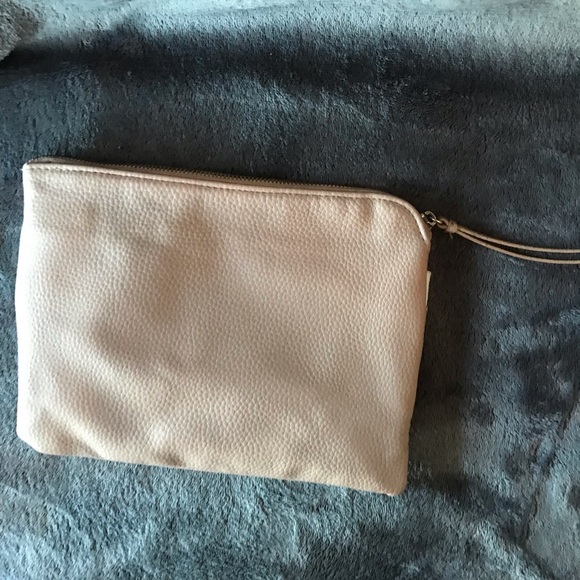 Chloe pouch zip up with outside pocket. Peach color with white. - Picture 4 of 5